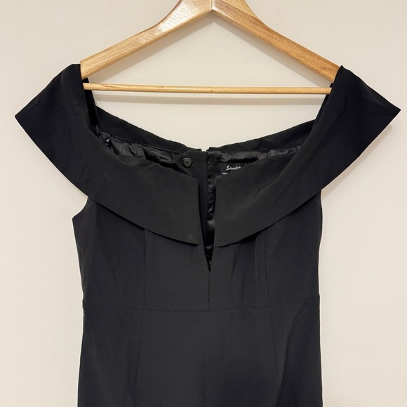 Bardot Off the Shoulder Midi Dress Size Medium 8 Black Cocktail Event Party - Picture 2 of 11